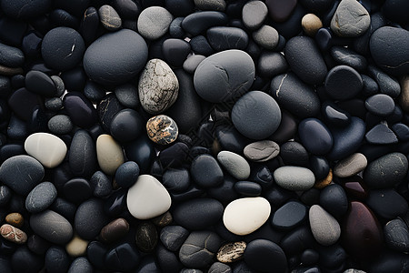 沙滩上光滑的鹅卵石图片