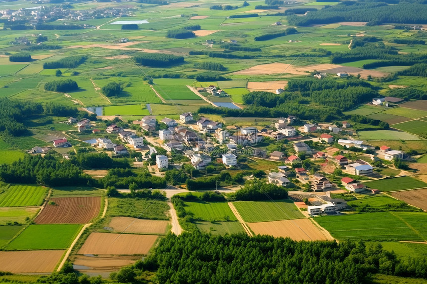 小村庄的田园风光图片