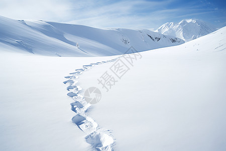 积雪上的脚印高清图片