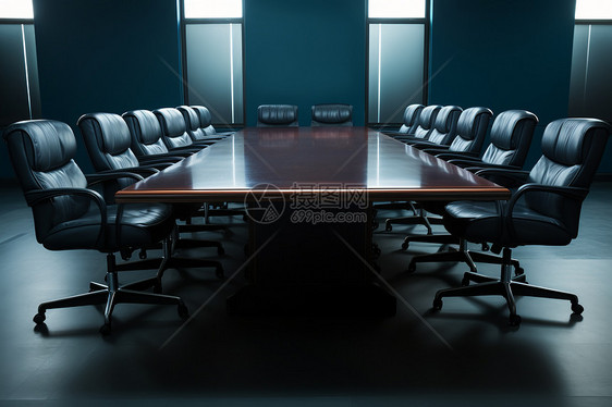 黑色皮椅的会议室图片
