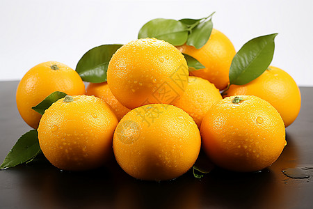 水滴滴在橘子的表面图片
