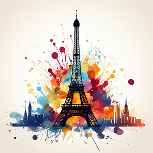 巴黎铁塔彩绘图片