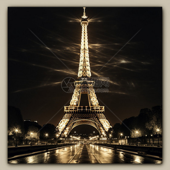 夜晚的巴黎铁塔图片