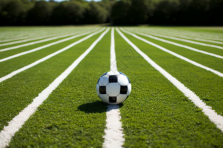 运动场草坪上的足球图片