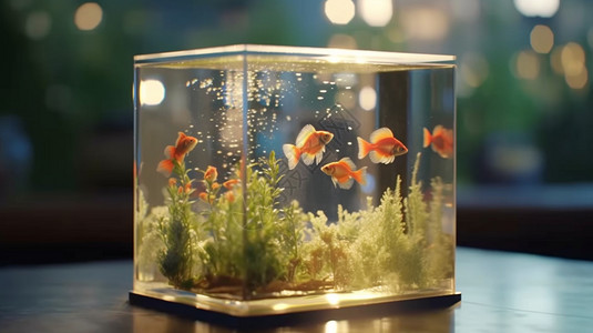 玻璃鱼缸鱼缸里的金鱼背景