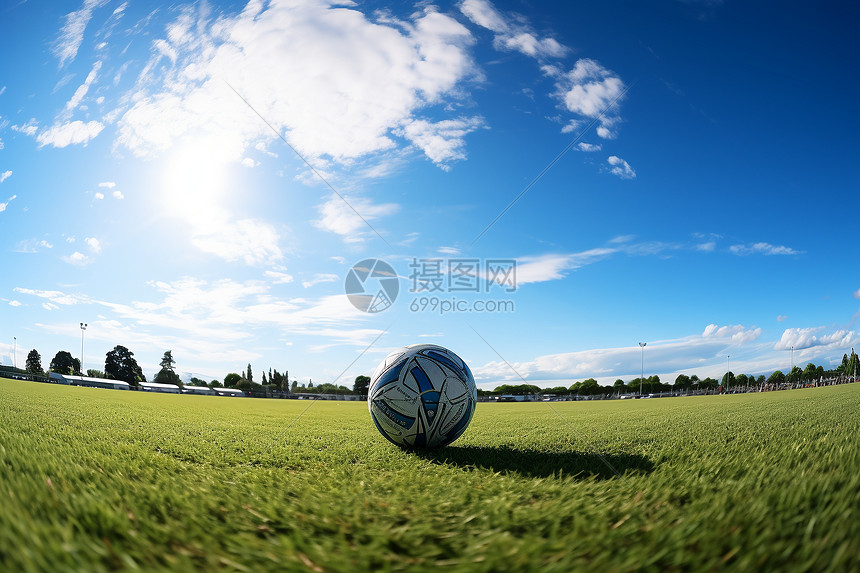 草坪中央的足球图片