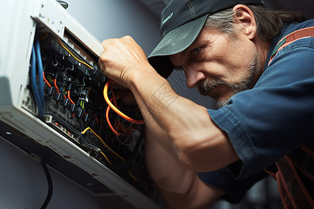 维修电路箱的技术员背景图片