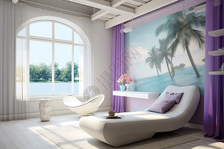 典雅的紫色系卧室装潢图片