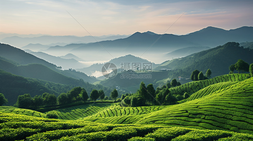 连绵起伏的茶园图片