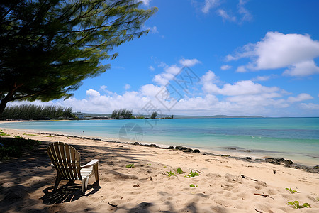 休闲躺椅宁静的沙滩背景