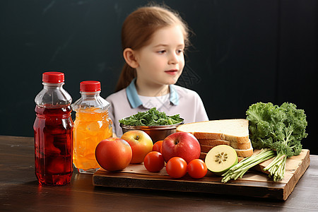 健康饮食的外国小女孩图片