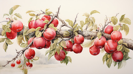 树枝上的苹果高清图片