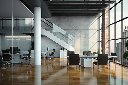 现代化办公楼内宽敞明亮的大厅图片