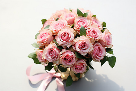温馨的粉色玫瑰花束图片