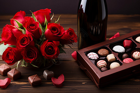 巧克力和红玫瑰图片