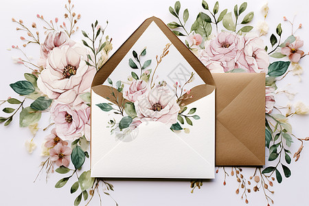 花卉设计的信封背景图片