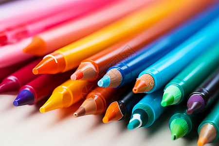 一套彩色铅笔文具图片