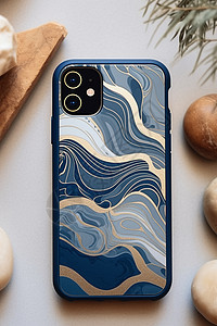 蓝色水波纹手机壳背景图片