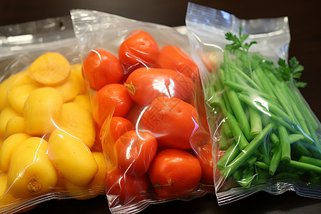 蔬菜包装装袋的食物背景