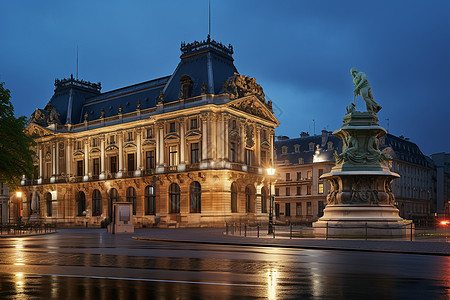夜幕下的法国名城高清图片