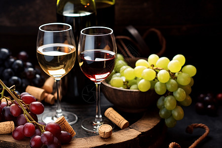 红酒葡萄葡萄和红酒背景