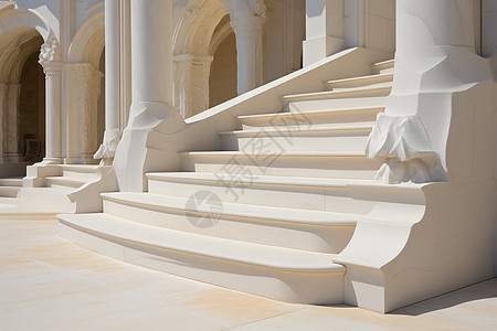 白色建筑的楼梯图片