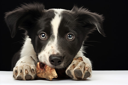 吃骨头的牧羊犬高清图片