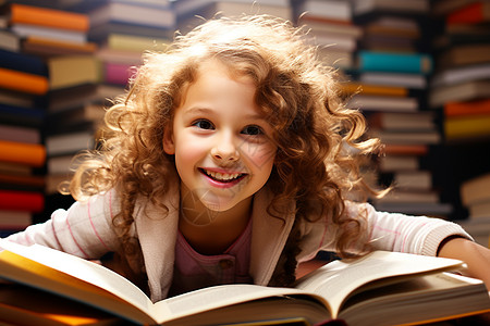 快乐读书的女孩图片