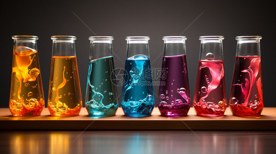玻璃杯里的彩色液体图片