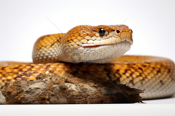 金黄色的蛇在白色背景上图片