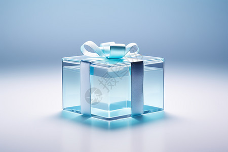 蓝色透明的礼物盒图片