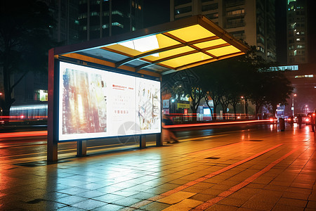 led灯牌公交站牌上的广告背景