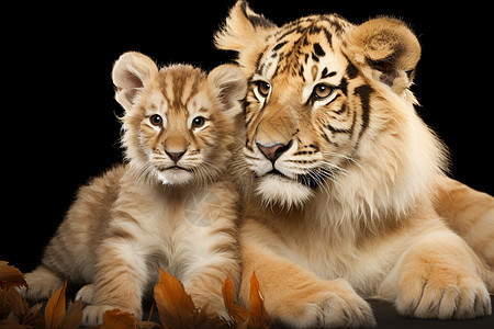 两只可爱的小老虎图片