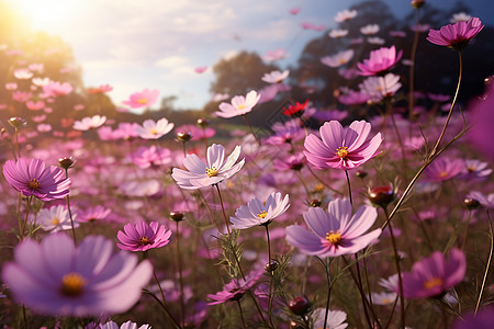 夏日绽放的花朵夏日的紫花花朵背景