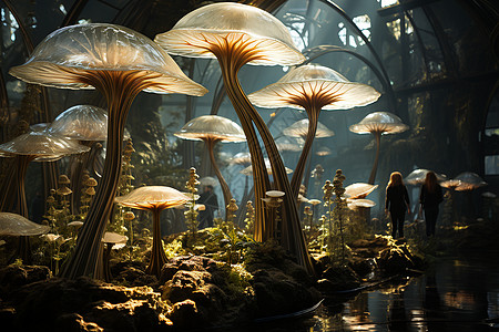 神奇的蘑菇森林背景图片