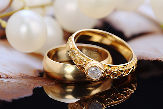 黄金的结婚戒指图片