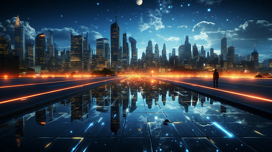 未来世界里的都市背景图片