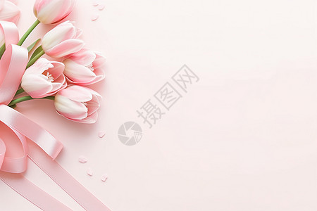 郁金香花束粉色的花背景