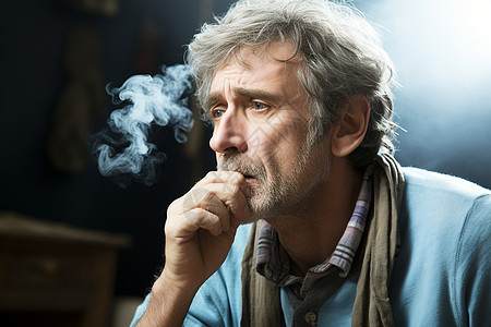 独自吸烟的男子图片