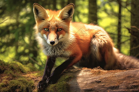 秋日森林中的红狐图片