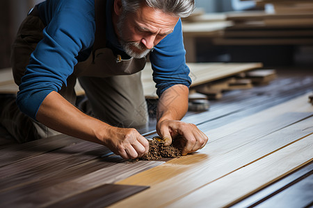 木地板安装职业的木工工人背景