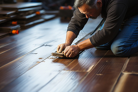 安装木地板的职业男性图片