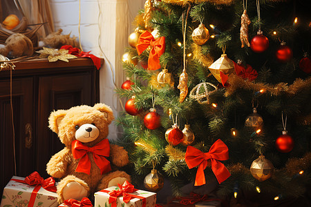 圣诞铃铛挂满铃铛的圣诞树背景