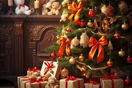 丰富多彩的圣诞树背景图片