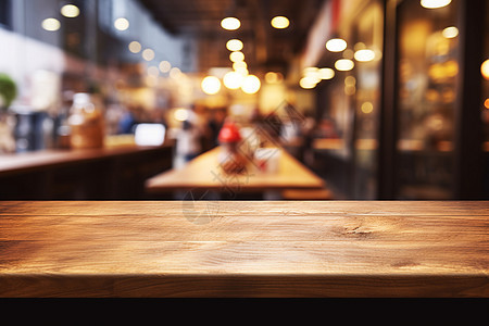 咖啡馆木桌背景图片