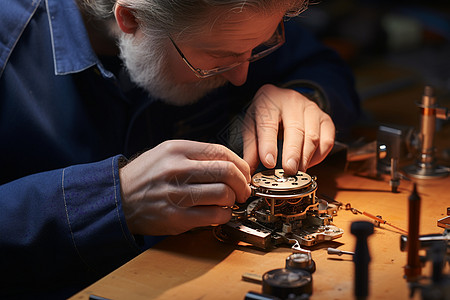工匠修理钟表高清图片