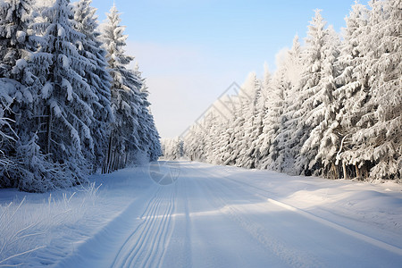 大雪覆盖的马路图片