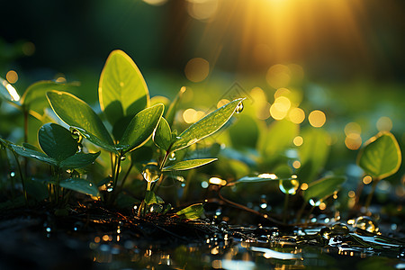 水露珠壁纸草坪上的小苗背景