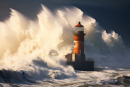 巨浪拥抱灯塔图片