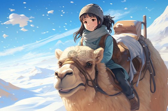 骑着骆驼的少女图片